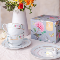 Set tazas de te Blushing Birds white - comprar online