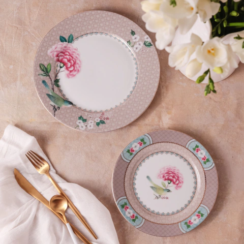 Plato de postre 21 cm Blushing Birds Khaki