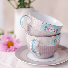 Set tazas de te Blushing Birds Khaki