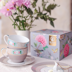Set tazas de te Blushing Birds Khaki - comprar online