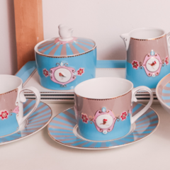 Taza de te c/plato Love Birds