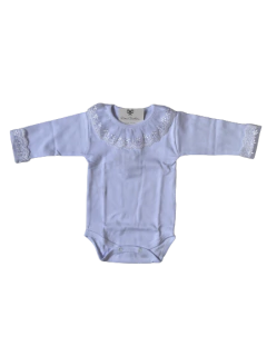 Body Manga Longa Renda Branco (POU)
