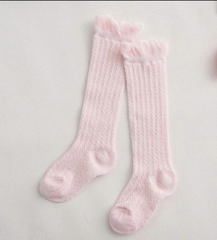 Meia 3/4 Rendada Rosa Claro