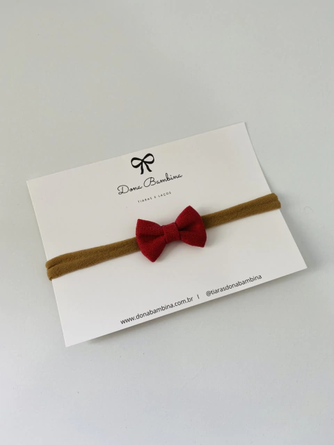 Laço Gravatinha Linho Bordô