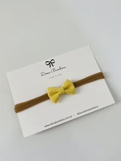 Laço Gravatinha Linho Amarelo Claro