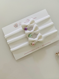 Kit Off Bordados Rosa, Verde e Lilás - comprar online