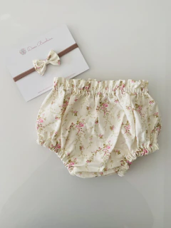 Tapa Fralda + Laço Florzinhas Rosa