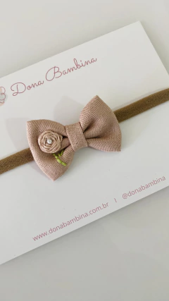 Laço Gravatinha Linho Rosa Seco Bordado na internet