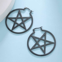 Aros Pentagrama Negro Full Acero - Psycho Killer
