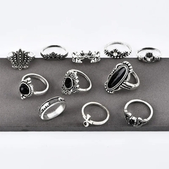 Set Anillos piedras negras x11 - tienda online