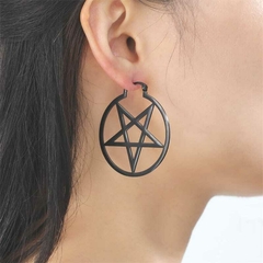 Aros Pentagrama Negro Full Acero