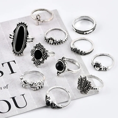 Imagen de Set Anillos piedras negras x11