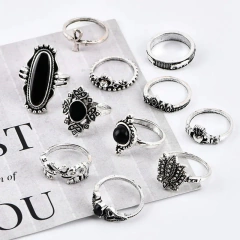 Imagen de Set Anillos piedras negras x11