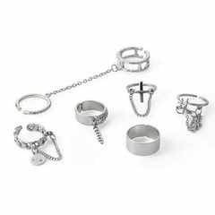 Set de Anillos con cadenas x7 - tienda online
