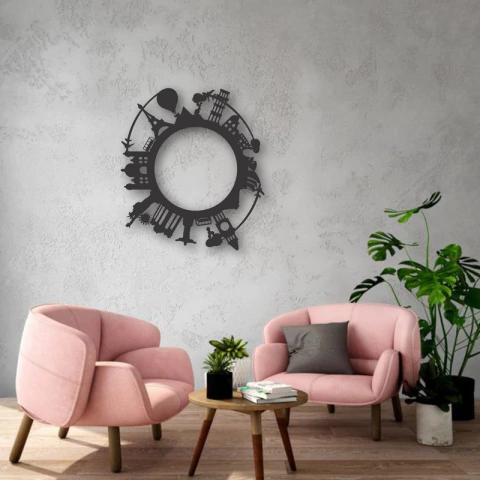 Cuadro Artesanal Ciudades Viajes Mundo Calado Mdf - 50x44cm - comprar online