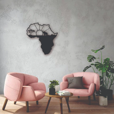 Cuadro Artesanal África Animales Calado En Mdf - 58x53cm - comprar online