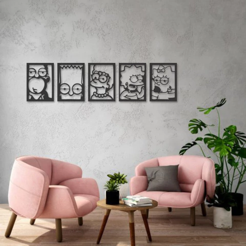 Cuadro Artesanal Los Simpson Poliptico Calado Mdf 95x24cm - comprar online