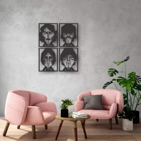 Cuadro Artesanal The Beatles Calado Mdf - 55x45cm - comprar online