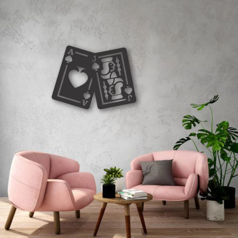 Cuadro Artesanal Cartas Blackjack Calado Mdf - 58x43cm - comprar online