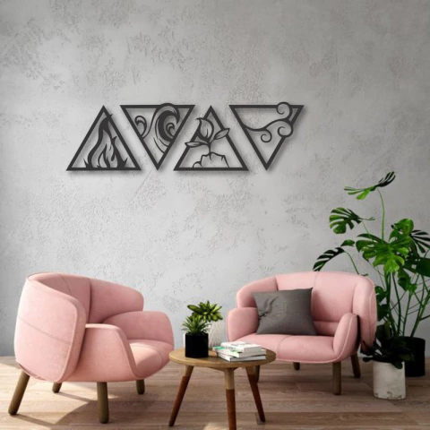 Cuadro Artesanal 4 Elementos Calado En Mdf - 98x29cm - comprar online