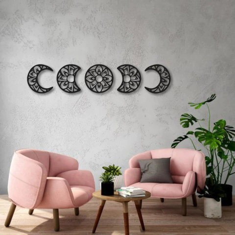 Cuadro Artesanal Quintico Fase Lunar Calado Mdf - 88x18cm - comprar online