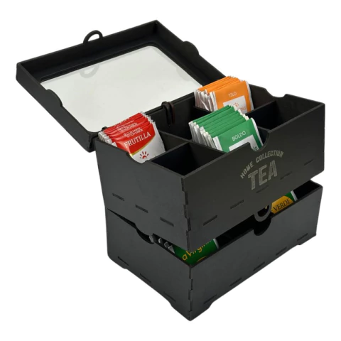 Caja De Te Madera Con 12 Divisiones - 2 Niveles Organizador