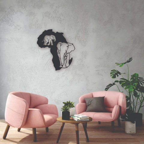 Cuadro Artesanal África Elefante Calado En Mdf - 58x53cm - comprar online
