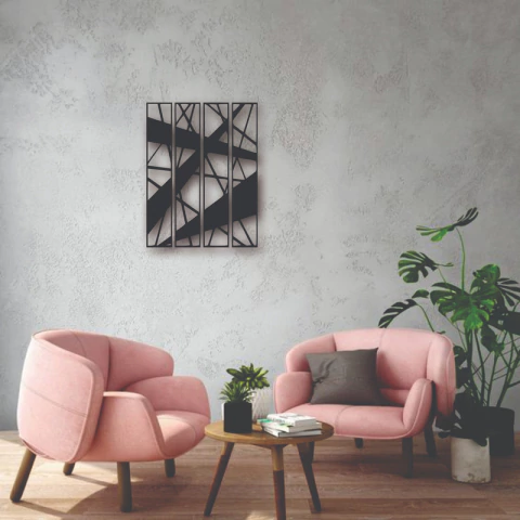 Cuadro Artesanal Cuadríptico Geométrico Calado Mdf - 60x50cm - comprar online