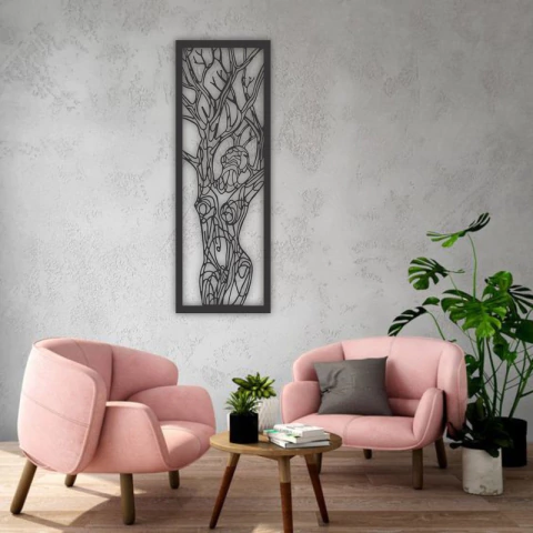 Cuadro Artesanal Mujer Arbol Calado En Mdf - 85x30cm - comprar online