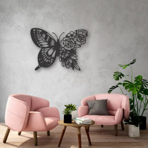Cuadro Artesanal Mariposa Calado Mdf - 60x42cm - comprar online