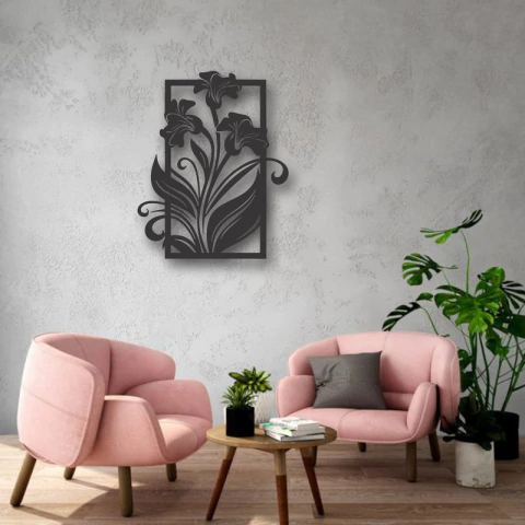 Cuadro Artesanal Flores Lilium Calado Mdf - 58x47cm - comprar online