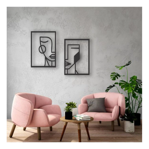 Cuadro Artesanal Rostro Mujer Geométrico Calado En Mdf 67x50 - comprar online