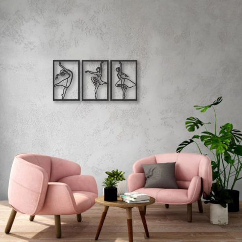 Cuadro Artesanal Bailarinas Ballet Calado En Mdf - 63x28cm - comprar online