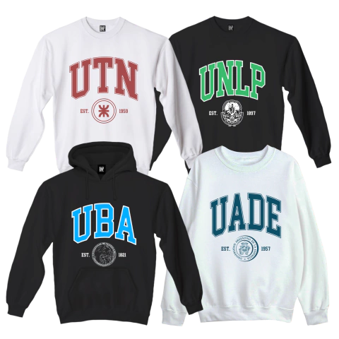 BUZOS UNIVERSIDADES - 12 DISEÑOS (UBA, UNLP, UADE Y MAS)