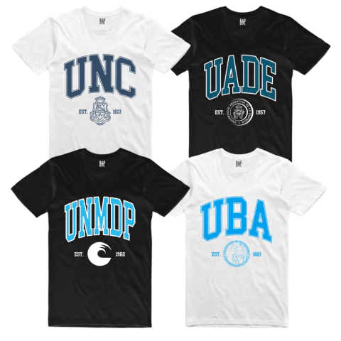 REMERAS UNIVERSIDADES - 12 DISEÑOS (UBA, UNLP, UADE Y MAS)