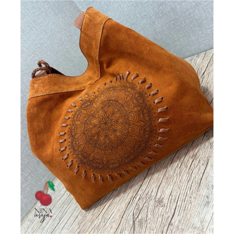 Bolsa Mandala Top Style Caramelo em Couro - comprar online