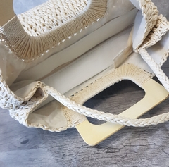 Bolsa Saco Palha Alça Madeira - loja online