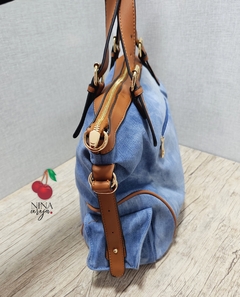 Bolsa Jeans Grande Dourada
