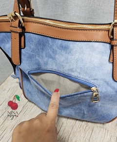 Bolsa Jeans Grande Dourada