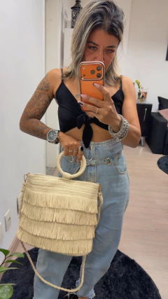 Bolsa Palha Quadrada Franja na internet