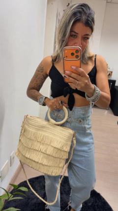 Bolsa Palha Quadrada Franja