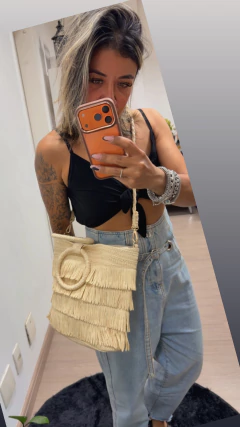 Bolsa Palha Quadrada Franja - loja online