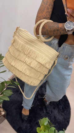 Bolsa Palha Quadrada Franja - comprar online