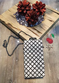 Imagem do Bolsa Clutch Deluxe Vertical Preta e Branca