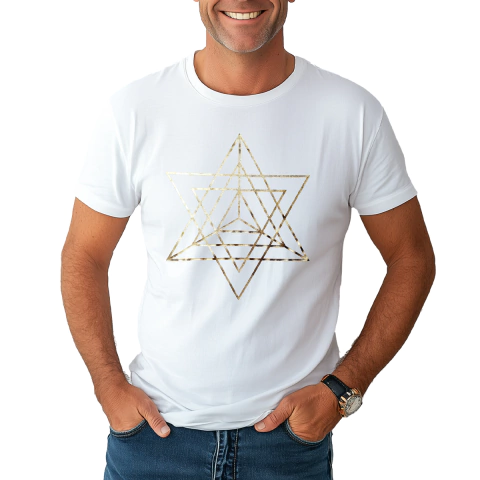 CAMISETA MERKABA METALIZADA OURO