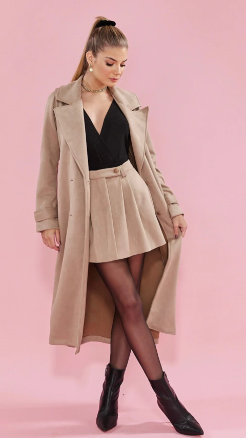 Trench coat suede cappuccino