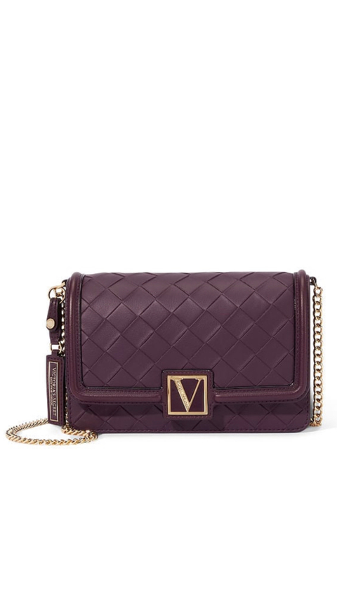 The victoria mini shoulder bag black violet woven