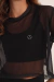 Blusa Cropped Tule Oncinha Preto - comprar online
