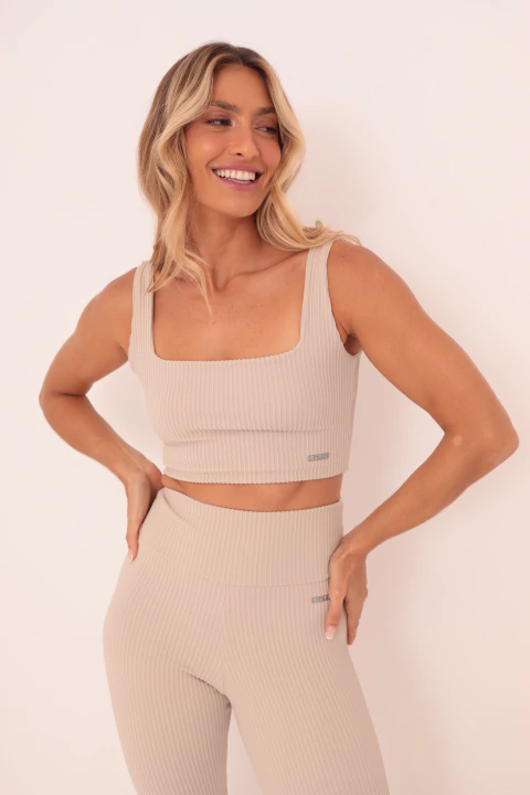 Top Alette Canelado bege - comprar online