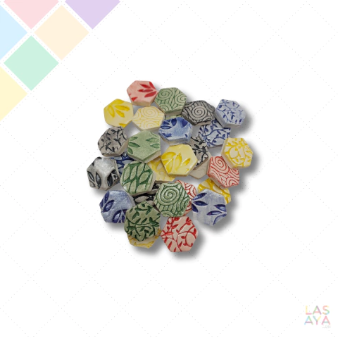 Figuras de cerámica Hexágonos Texturados Surtidos x 6